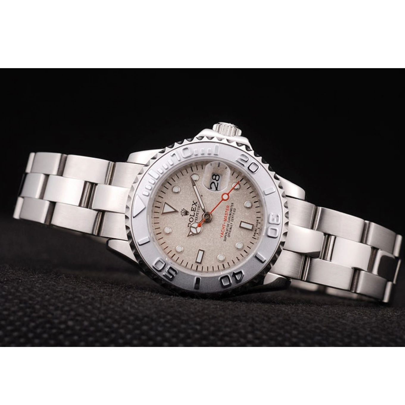 Aaa replica watch Silver Master Rolex Dial Yacht Bezel Beige 0604